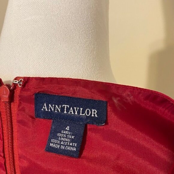 Ann Taylor Red Silk Dress, Sleeveless, Size 4 - Picture 5 of 5
